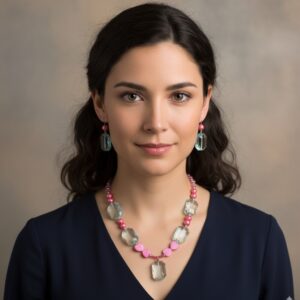 Collar y aretes pink passion cuentas grandes y perlas